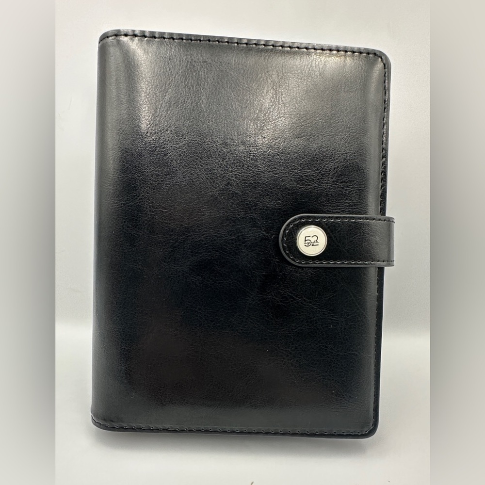 NEW The Paper Studio Black Faux Leather 6-Ring Planner A6 Binder Undated Inserts